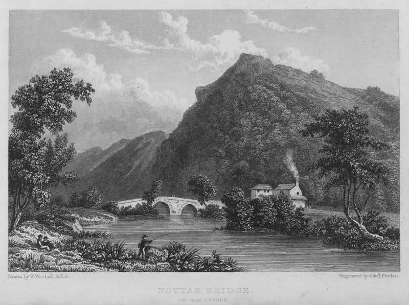 Nottar Bridge, på Lynher (gravering) av William (after) Westall