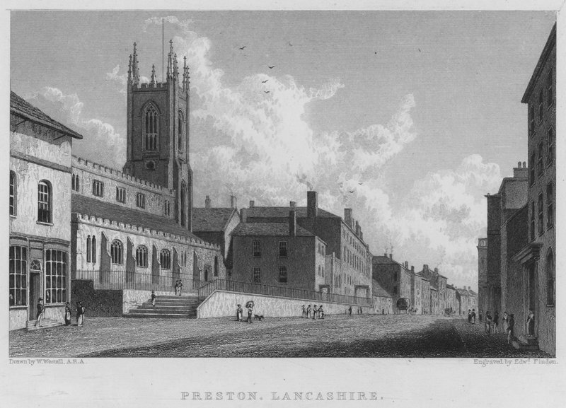 Preston, Lancashire (gravering) av William (after) Westall