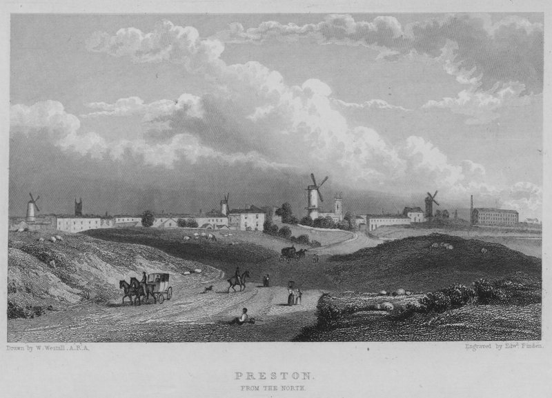 Preston, fra nord (gravering) av William (after) Westall