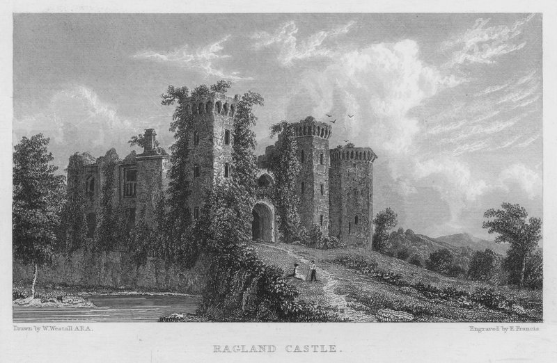 Ragland Castle (gravering) av William (after) Westall
