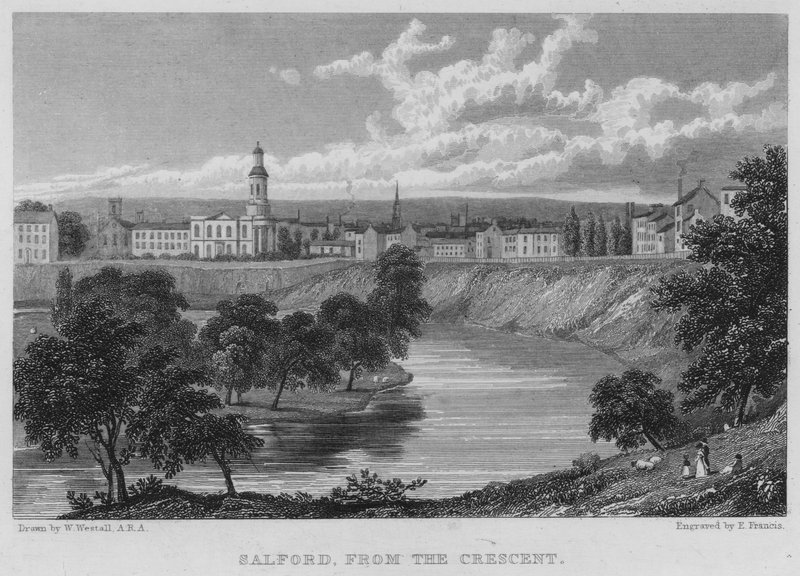 Salford, fra halvmånen (gravering) av William (after) Westall