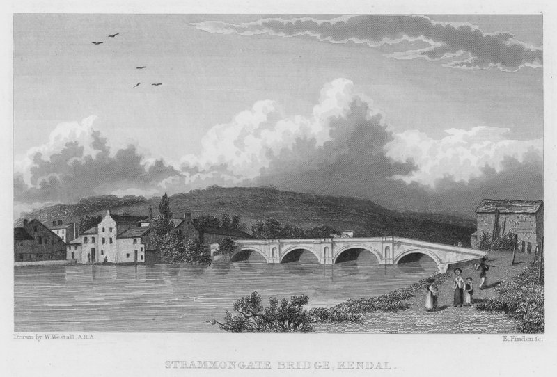 Stramongate Bridge, Kendal (gravering) av William (after) Westall