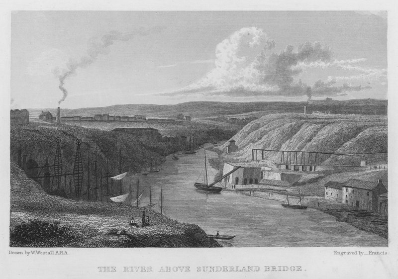 Elven over Sunderland Bridge (gravering) av William (after) Westall