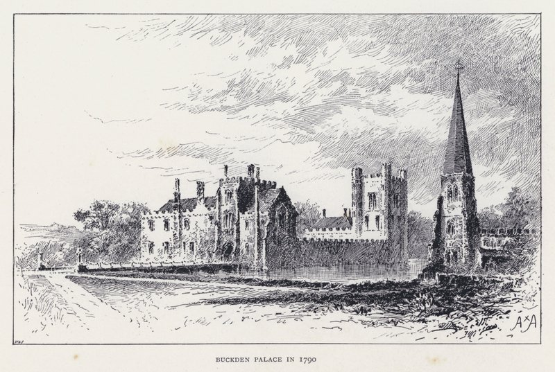 Buckden Palace i 1790 (gravering) av William Alexander Ansted