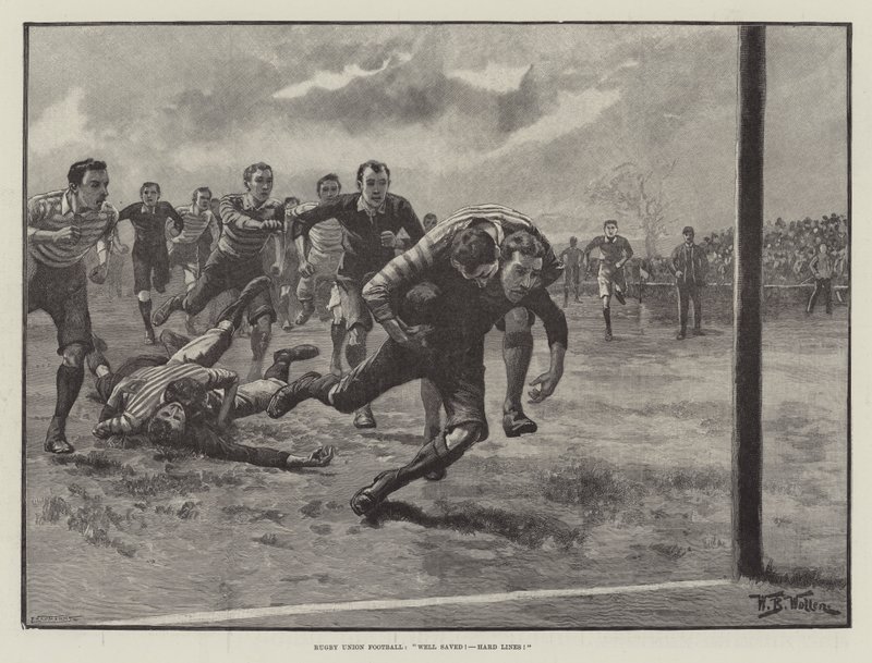 Rugby Union Football, godt reddet! Harde linjer! av William Barnes Wollen