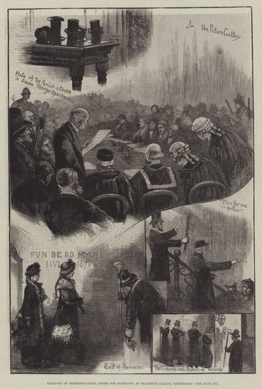 Valg av Representative Peers for Skottland, ved Holyrood Palace, Edinburgh av William Bazett Murray