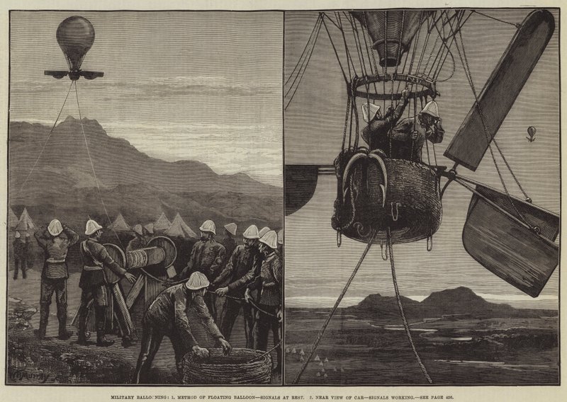 Militær ballongflyging, metode for flytende ballong, signaler i ro, nærsyn til bil, signaler fungerer av William Bazett Murray