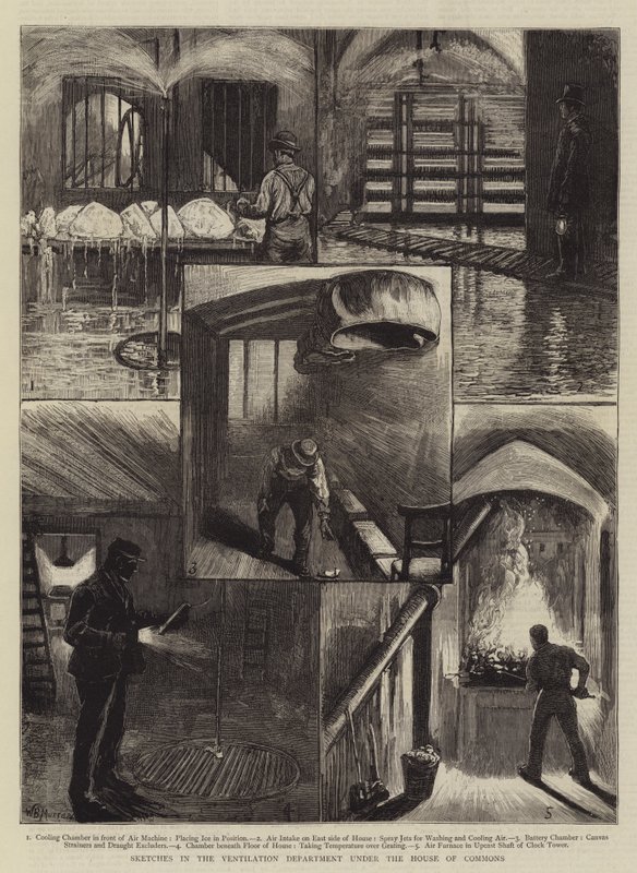 Skisser i Ventilasjonsavdelingen under Underhuset av William Bazett Murray