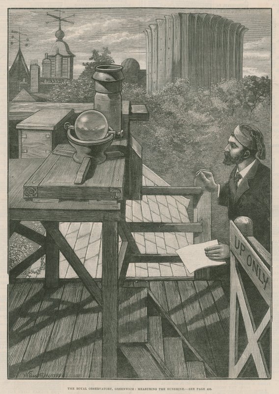 The Royal Observatory, Greenwich; Måling av solskinnet (gravering) av William Bazett Murray