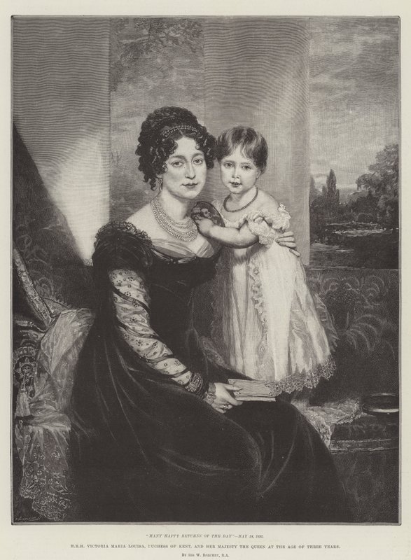 HKH Victoria Maria Louisa, hertuginne av Kent, og Hennes Majestet Dronningen i en alder av tre år av William Beechey