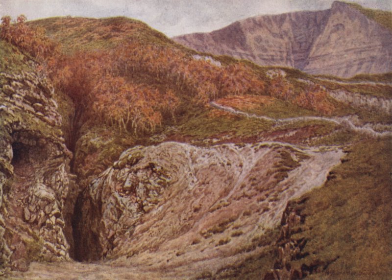 Odin Mine og Mam Tor, nær Castleton (farge litho) av William Biscombe Gardner