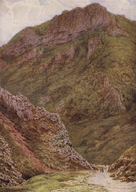 The Lion Rock i Winnats, mellom Castleton og Edale (farge litho) av William Biscombe Gardner
