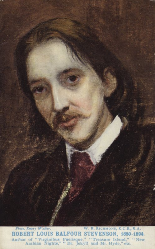 Robert Louis Stevenson (1850-1894), skotsk romanforfatter, poet og reiseskribent av William Blake Richmond