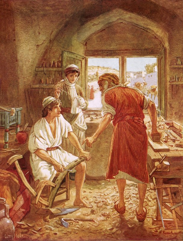Kristus arbeider med Josef som snekker av William Brassey Hole