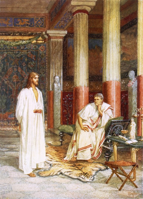 Jesus blir intervjuet privat av Pontius Pilatus av William Brassey Hole