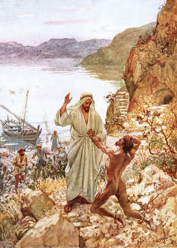 Jesus i møte med en demoniker i Gadarenernes land av William Brassey Hole