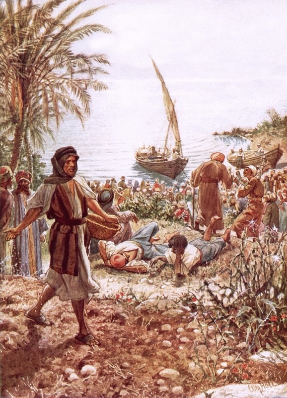 Jesus underviser fra Peters fiskebåt av William Brassey Hole