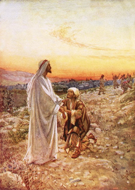 Jesus med den ene spedalske som kom tilbake for å takke av William Brassey Hole