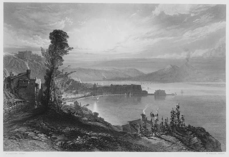 Napolibukten, tidlig morgen, fra bildet i Royal Collection (gravering) av William Callow