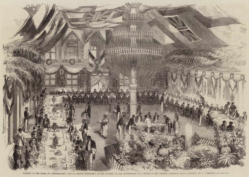 Bankett på Hotel du Gouvernement, Fort de France, Martinique, i anledning innvielsen av en statue til keiserinne Josephine av William Carpenter