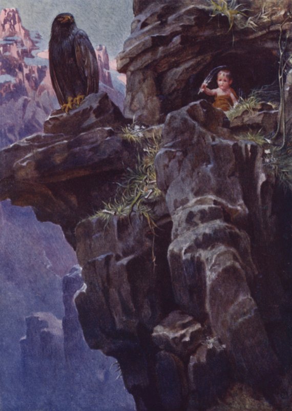 Illustrasjon for Child of the Air av M H Spielmann (farge litho) av William Charles John Pitcher