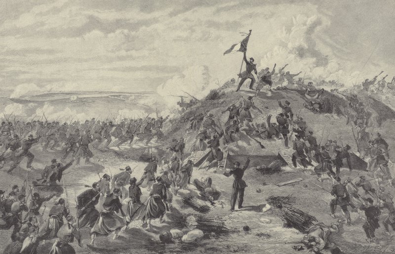 Fangst av Malakoff Redoubt av franskmennene, beleiringen av Sevastopol, 8. september 1855 av William Crimea Simpson