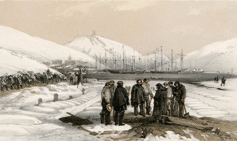 Graver i spissen for havnen i Balaklava av William Crimea Simpson