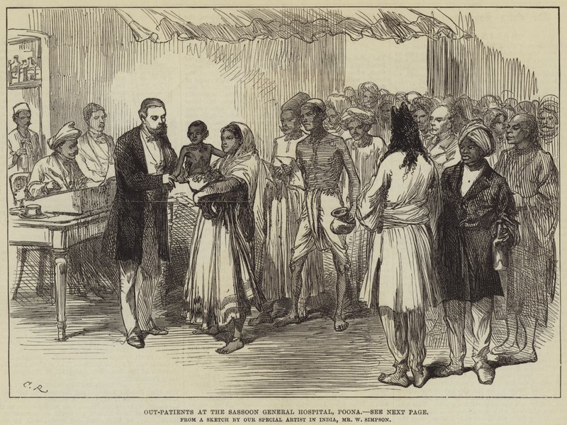 Polikliniske pasienter ved Sassoon General Hospital, Poona av William Crimea Simpson