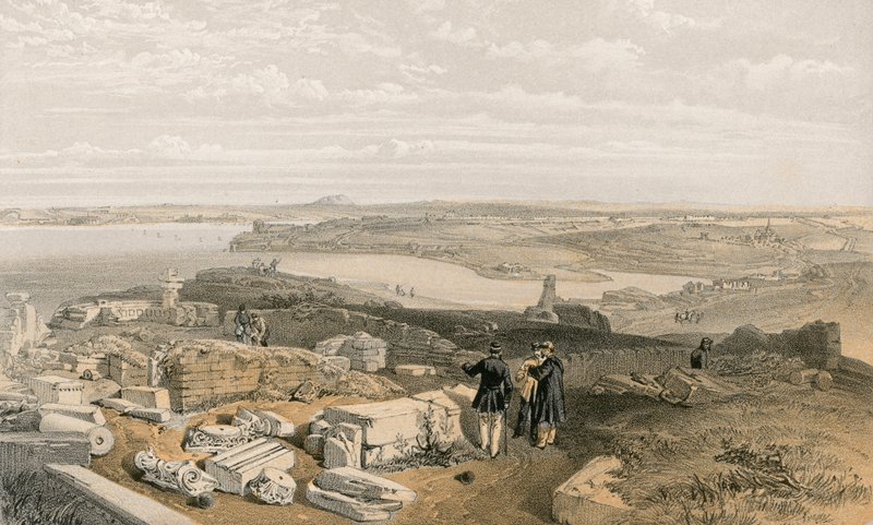 Sebastopol fra gamle Chersonese og gamle kirken St Vladimir av William Crimea Simpson