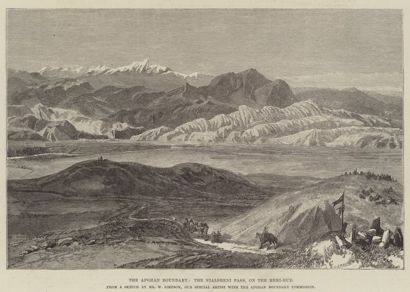 Den afghanske grensen, Nialsheni-passet, på Heri-Rud av William Crimea Simpson