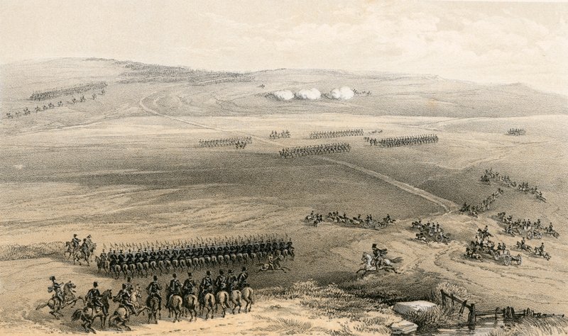 Kavaleri-saken til høydene til Bulganak - den første pistolen, 19. september 1854 av William Crimea Simpson