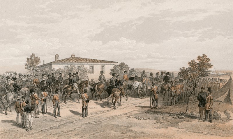 Begravelsen til Lord Raglan forlater hovedkvarteret av William Crimea Simpson
