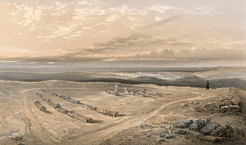 Gravene i fortet på Cathcarts Hill, av offiserene 4. divisjon som falt ved Inkermann av William Crimea Simpson