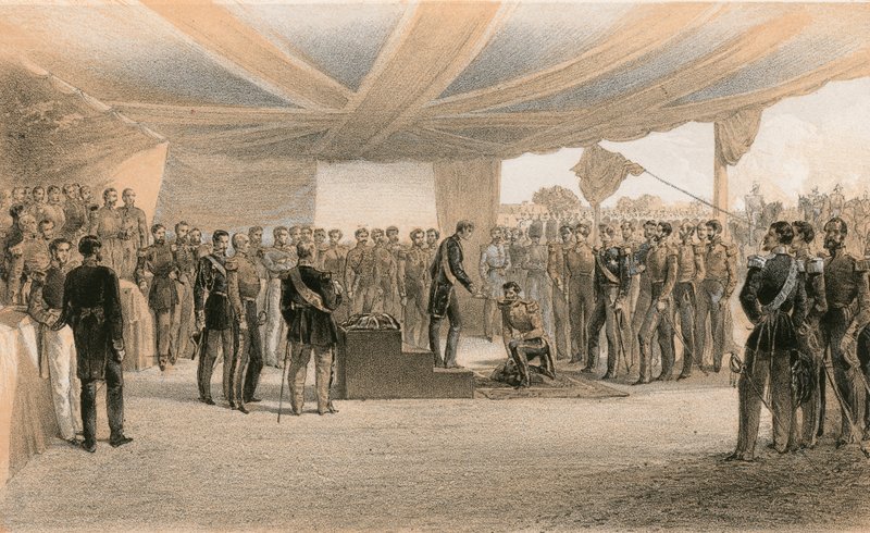 Investeringen av ordenen til badet ved hovedkvarteret til den britiske hæren før Sebastopol av William Crimea Simpson