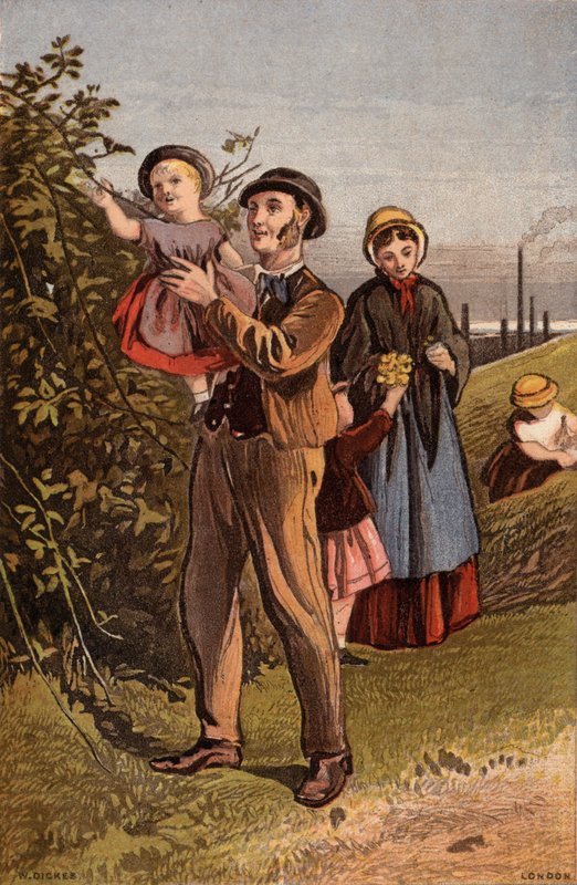 The Country Walk: familievandring på landsbygda (chromolitho) av William Dickes