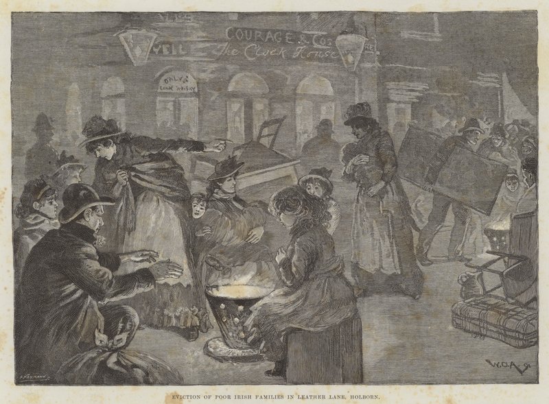 Utkastelse av fattige irske familier i Leather Lane, Holborn av William Douglas Almond
