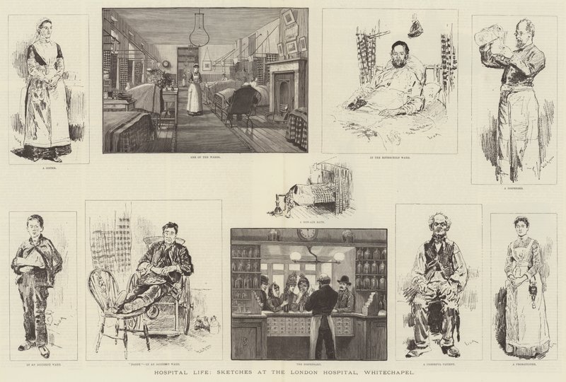 Hospital Life, Skisser ved London Hospital, Whitechapel av William Douglas Almond