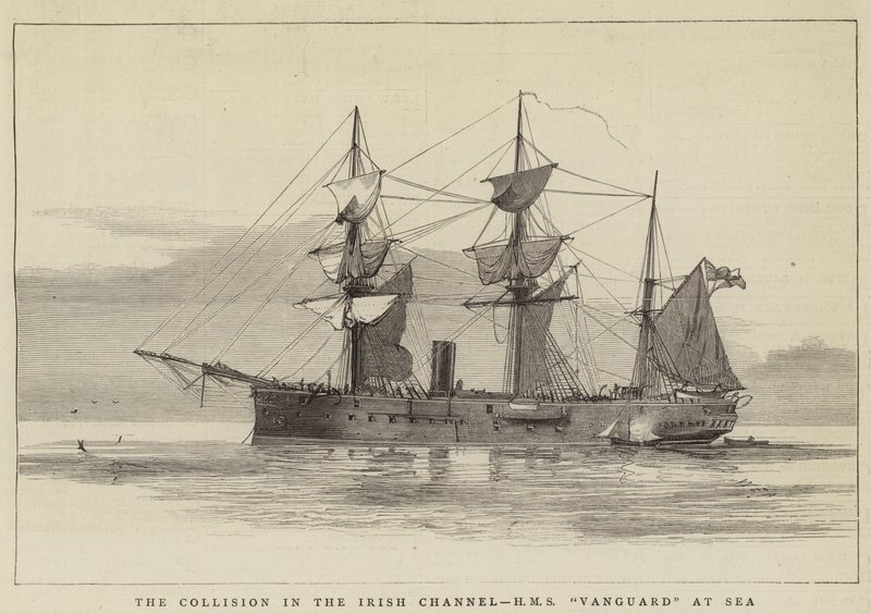 Kollisjonen i den irske kanalen, HMS Vanguard at Sea av William Edward Atkins