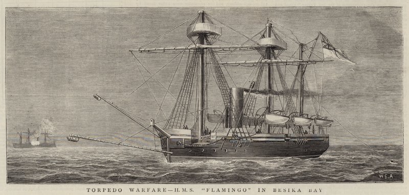 Torpedo Warfare, HMS Flamingo i Besika Bay av William Edward Atkins
