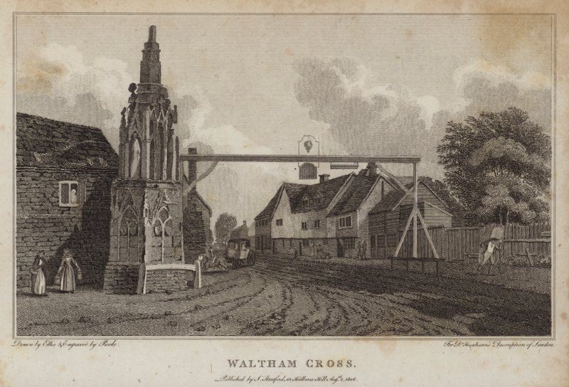 Waltham Cross, London (gravering) av William Ellis