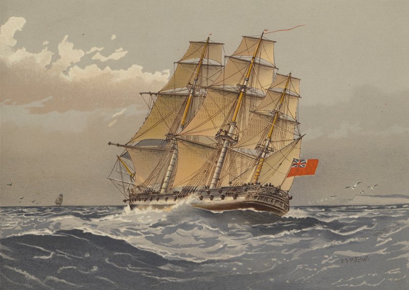 En 38-kanons fregatt, ca 1770 av William Frederick Mitchell