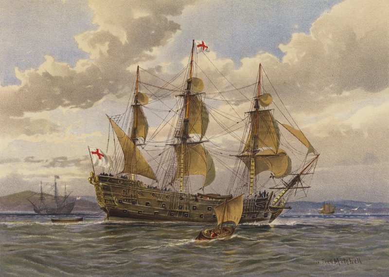 Slagskip, ca 1650 av William Frederick Mitchell
