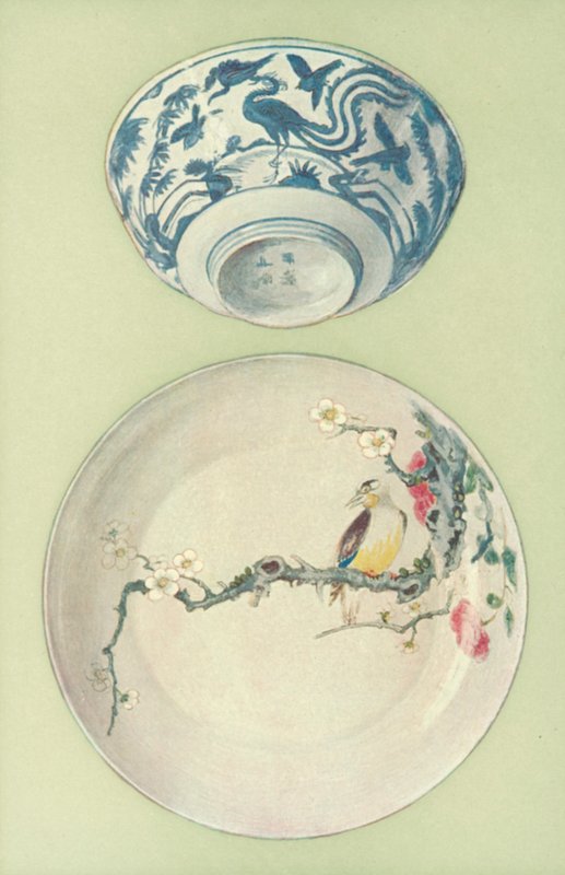 Skål, periode med Chia Ching og tallerken, periode med unge Cheng, kinesisk (farge litho) av William Gibb