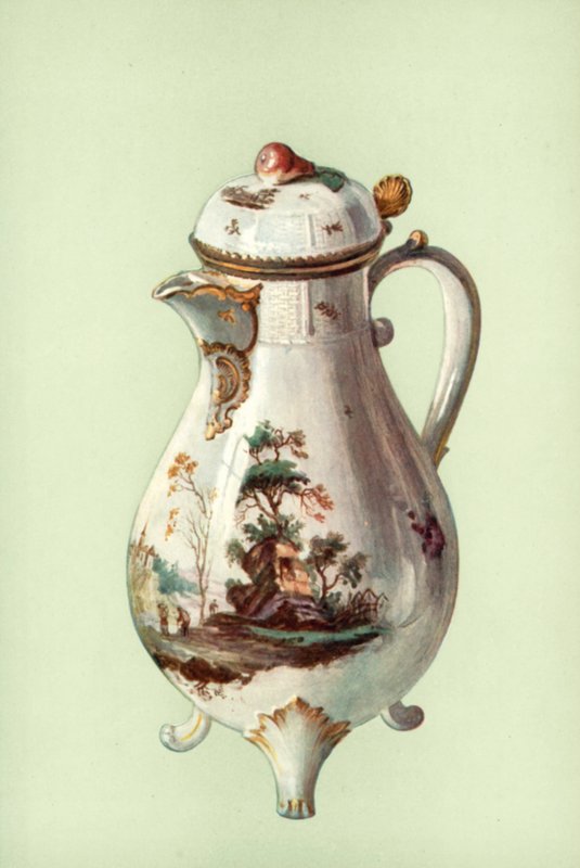 Kaffekanne, Ludwigsburg (farge litho) av William Gibb
