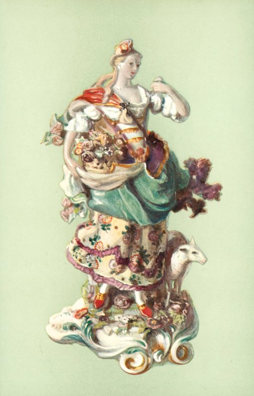 Figur av en gjeterinne, Chelsea (farge litho) av William Gibb