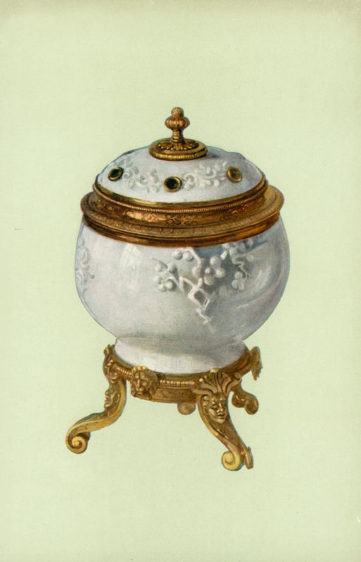 Vase, Fuchien porselen, med Louis XIV, sølvforgylt feste (farge litho) av William Gibb
