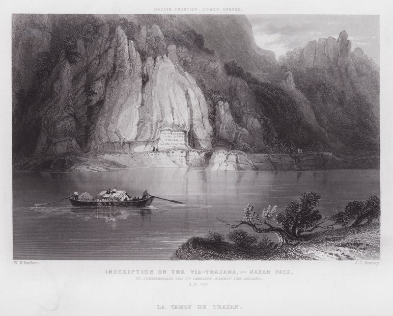 Inskripsjon på Via-Trajana, Kazan-passet (gravering) av William H. Bartlett