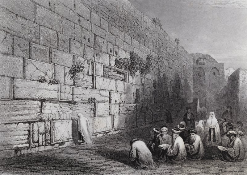 Jøder" Klagested, Jerusalem av William H. Bartlett