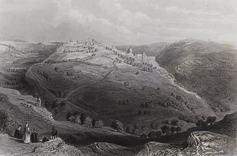 Mount Lion, Jerusalem, fra Hill of Evil Counsel av William H. Bartlett