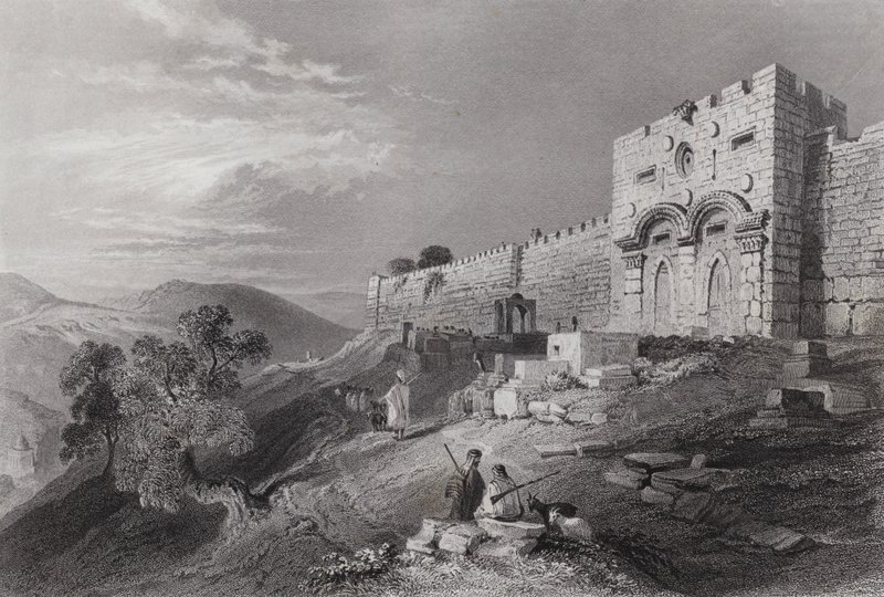 Den gyldne port, Jerusalem (gravering) av William H. Bartlett